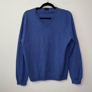 J. Crew Men's blue slim fit v neck long sleeve 100% merino wool sweater in XL